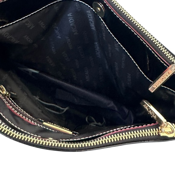 ARCADIA Crossbody Purse & Wallet Set Textured Design Black Patent Leather - Picture 11 of 16